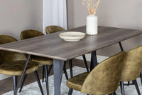 Spisestol Velvet & Marina 2-pakk + rektangulært spisebord 180 x 90 – grønn og natur