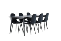 Spisestol 2-pakk + Rektangulært spisebord 230 x 85 – svart