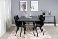 Spisegruppe Sleek & Polar rektangulær 195 x 95 + 2-pakk spisestoler – svart