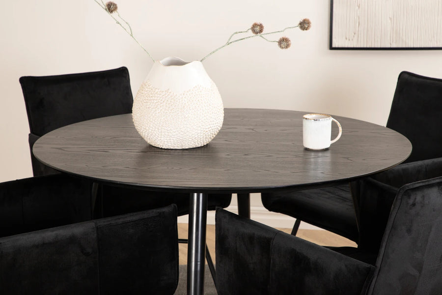 Spisegruppe Petra & Dipp med rundt spisebord ⌀115 – svart