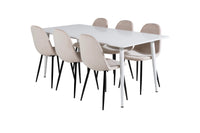 Spisebord Polar 180 x 90 + Spisestol 2-pakk – hvit og beige