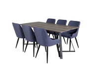 Spisestol Plaza & Marina 2-pakk – blå + rektangulært spisebord 180 x 90 – natur