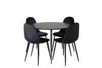 Spisegruppe Plaza & Polar rund ⌀100 + spisestol 2-pakk – svart