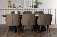 Spisegruppe oval 230 x 115 + spisestol 2-pakk – svart og brun