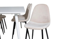 Spisebord Polar 180 x 90 + Spisestol 2-pakk – hvit og beige