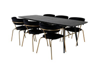 Spisestol Arrow & Gold 2-pakk + Spisebord rektangulært 180 x 85 – svart
