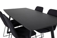Spisestol Muce & Inca 2-pakk + Rektangulært spisebord 160 x 85 – svart