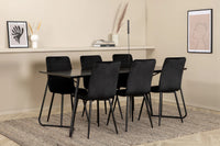 Spisebord Petra & Windu 190 x 90 + spisestol 2-pakk – svart