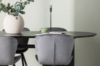 Spisegruppe oval 2-pakk 180 x 90 – grå og svart