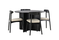 Spisestol Ven & Tyresö 2-pakk + Spisebord rundt ⌀120 – svart