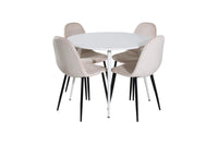 Spisegruppe rund ⌀100 2-pakk – hvit og beige