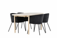 Spisestol Berit & Andy + Ovalt spisebord 180 x 90 – svart og whitewash