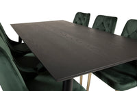 Spisegruppe rektangulært spisebord 180 x 90 + spisestol 2-pakk – svart og grønn