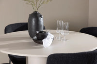 Spisestol Modesto & Olivia 2-pakk + Spisebord rundt ⌀110 – svart og beige