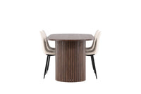 Spisestol Polar & Härön 2-pakk + Spisebord ovalt 200 x 90 – beige og mokka