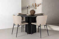 Spisestol Modesto & Olivia 2-pakk og Spisebord rund ⌀110 – beige og svart