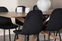 Spisestol Polar & Piazza 2-pakk + Rektangulært spisebord 180 x 90 – svart og mocca