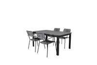 Spisegruppe Lindos 160 x 100 + 2-pakk spisestol – svart og grå