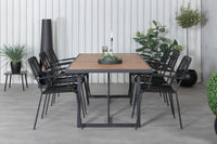 Spisegruppe Khung & Lindos rektangulær 200 × 100 2-pakk – natur og svart