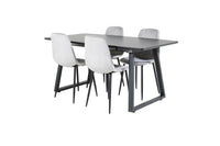 Spisegruppe Polar & Inca 2-pakk + Rektangulært spisebord 160 x 85 – grå og svart
