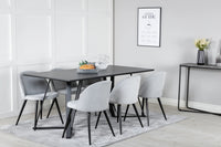 Spisegruppe Marina & Velvet 180 x 90 + spisestol 2-pakk – svart og lys grå