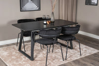Spisestol Arrow & Inca 2-pakk + rektangulært spisebord 160 x 85 – svart