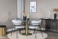 Spisegruppe Arrow & Estelle 2-pakk + Rundt spisebord ⌀106 – grå og mørkegrå