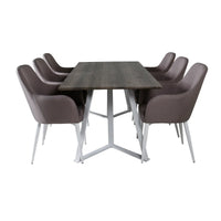 Spisebord Marina & Comfort rektangulært 180 x 90 + spisestol 2-pakk – grå