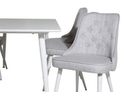 Spisebord Polar & Velvet Deluxe 180 x 90 + spisestol 2-pakk – hvit og lys grå