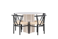 Spisegruppe Alfons & Olivia rund ⌀110 – svart og beige