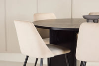 Spisestol Night & Strada 2-pakk + rektangulært spisebord ⌀120 – beige og svart