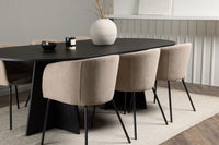 Spisegruppe Berit & Bootcut + Ovalt 230 x 115 – beige og svart