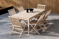 Spisestol Kenya 2-pakk + rektangulært spisebord 180 x 90 – whitewash