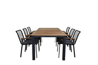 Spisestol Dallas & Panama 2-pakk + rektangulært spisebord 224 x 100 – svart
