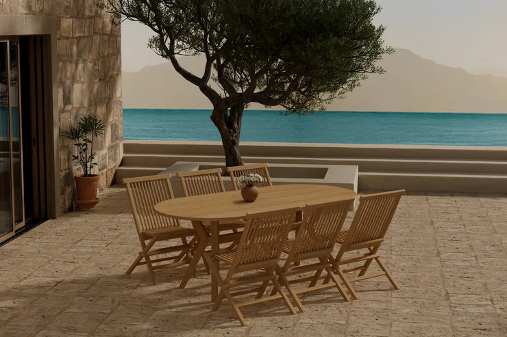 Spisestol Kenya 2-pakk + Spisebord ovalt 200 x 90 – natur