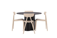 Spisestol Ursholmen & Olivia 2-pakk + Spisebord rundt ⌀110 – beige og svart