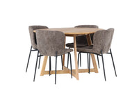 Spisestol Modesto & Yakidon 2-pakk + Spisebord rundt ⌀120 – brun