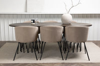 Spisegruppe oval 220 x 100 – beige og mokka