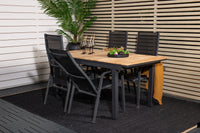Lenestol Copacabana & Mexico 2-pakk – svart + Spisebord rektangulært 180 x 90 – natur