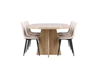 Spisestol Polar & Bootcut 2-pakk + Spisebord ovalt 230 x 115 – beige og natur