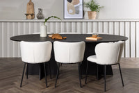 Spisegruppe Bootcut & Edina oval 230 x 115 + spisestol 2-pakk – svart og hvit