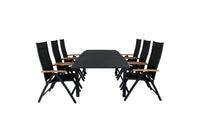 Posisjonsstol Panama & Marbella 2-pakk + Spisebord 160 x 100 – svart