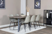 Spisestol Polar & Marina 2-pakk + spisebord rektangulært 180 x 90 – grå og natur