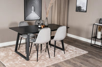 Spisegruppe Polar & Inca 2-pakk + Rektangulært spisebord 160 x 85 – grå og svart