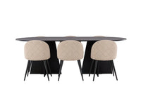 Spisestol Velvet & Bootcut 2-pakk + Spisebord ovalt 230 x 115 – beige og svart