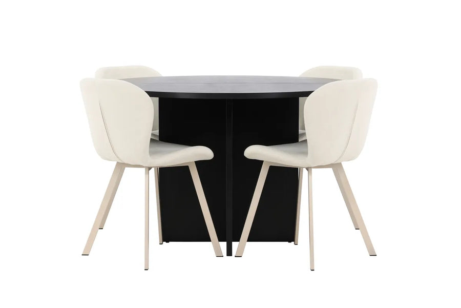 Spisegruppe Strada & Lilja ⌀120 2-pakk – svart og beige