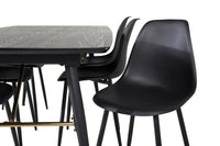 Spisebord Gold & Polar rektangulært 180 x 85 + spisestol 2-pakk – svart