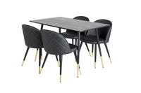 Spisegruppe Dipp & Velvet 120 x 85 + 2-pakk spisestoler – svart