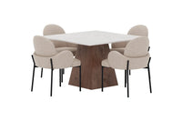 Spisestol 2-pakk + rektangulært spisebord 120 x 120 – beige og lys grå