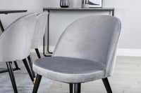 Spisegruppe Marina & Velvet rektangulær 180 x 90 med 2-pakk spisestoler – svart og grå